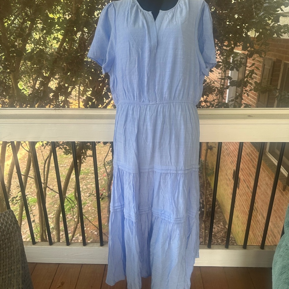 NY Collection Light Blue Midi Dress